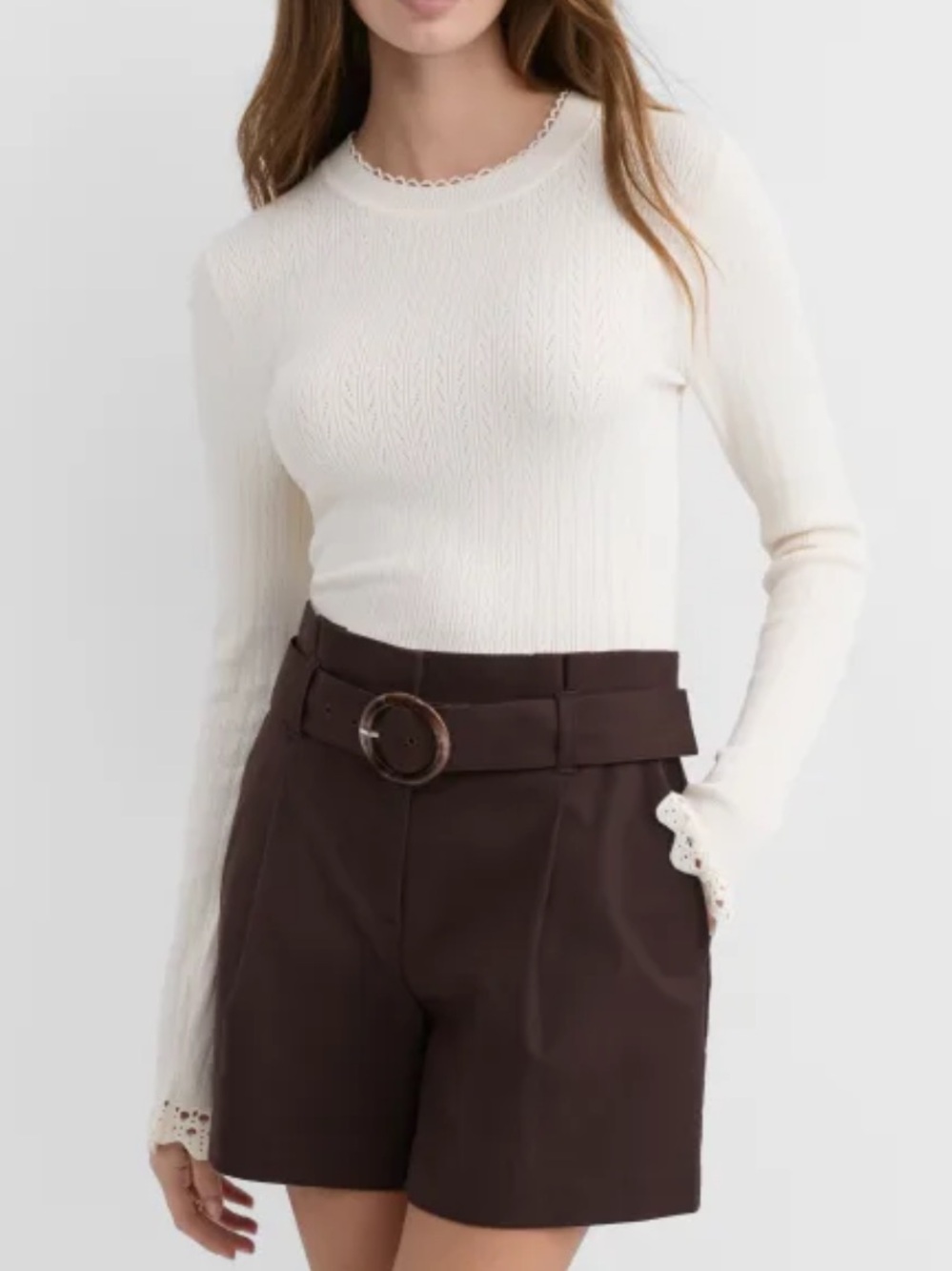 LOFT Lace Trim Pointelle Sweater